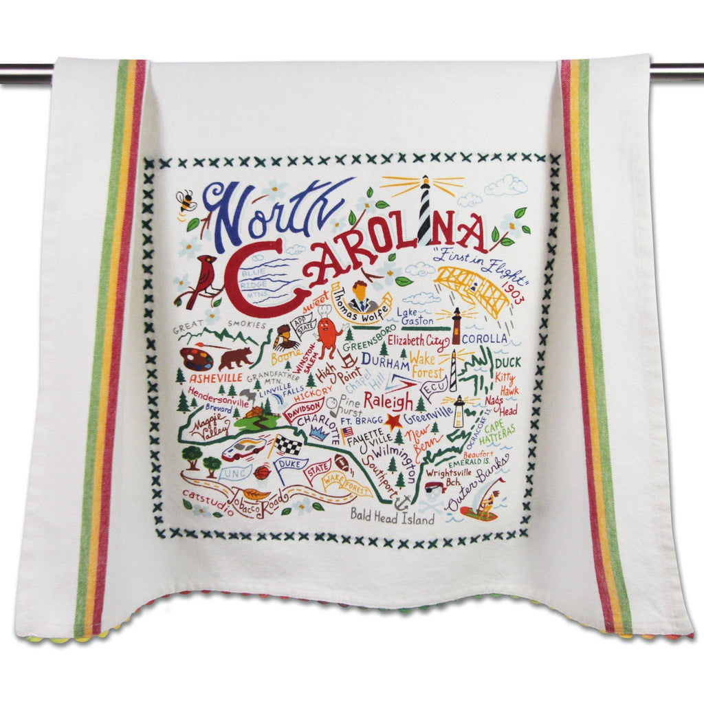 Embroidered Geography Dish Towel North Carolina
