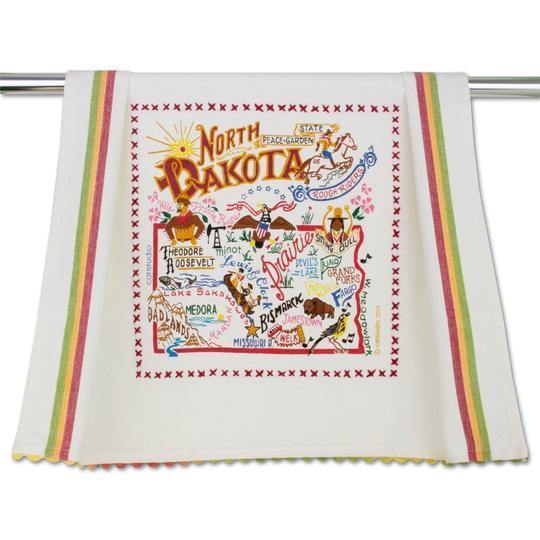 Embroidered Geography Dish Towel North Dakota
