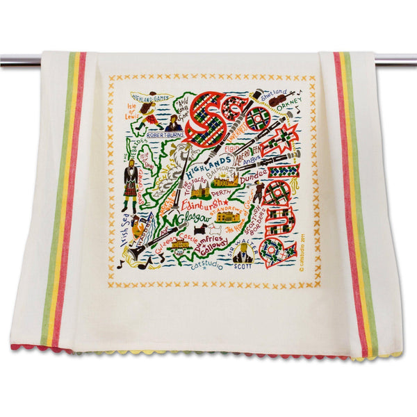 Embroidered Geography Dish Towel Scotland