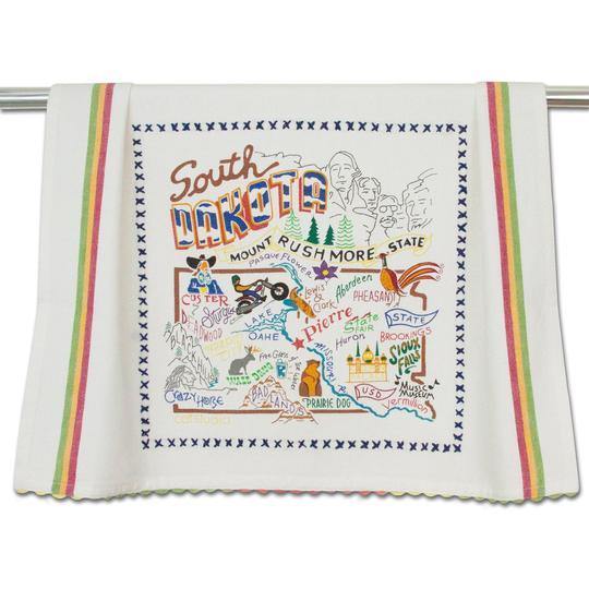 Embroidered Geography Dish Towel South Dakota