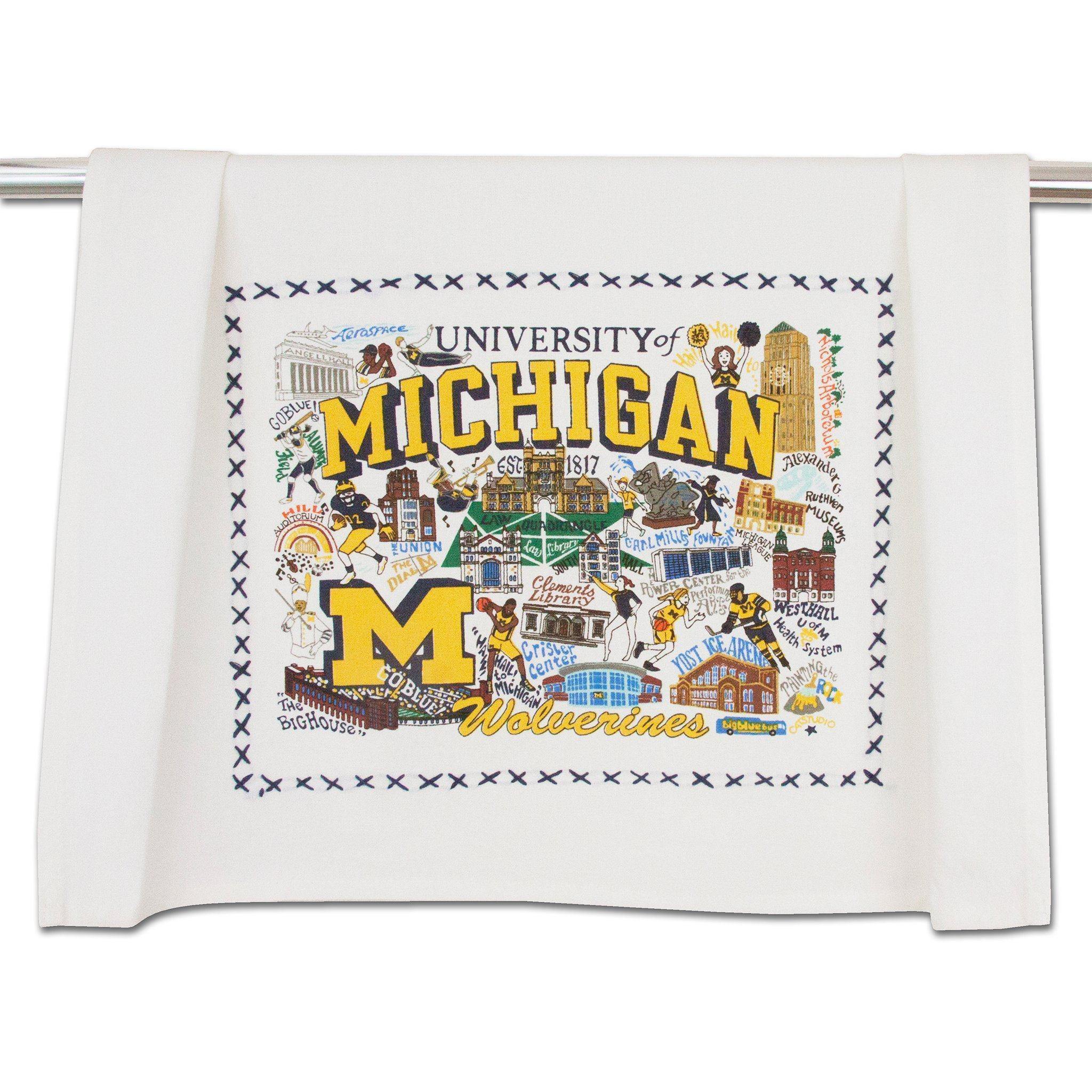 Embroidered Geography Dish Towel U of M