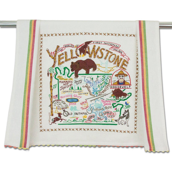 Embroidered Geography Dish Towel Yellowstone national Park